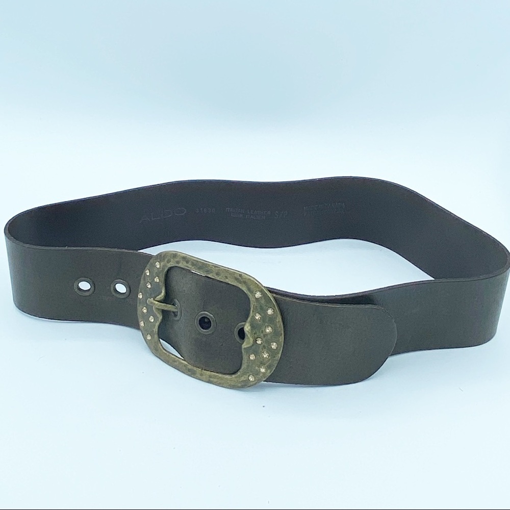 Aldo Wide Brown Italian Leather Belt, Size S - Picture 7 of 7